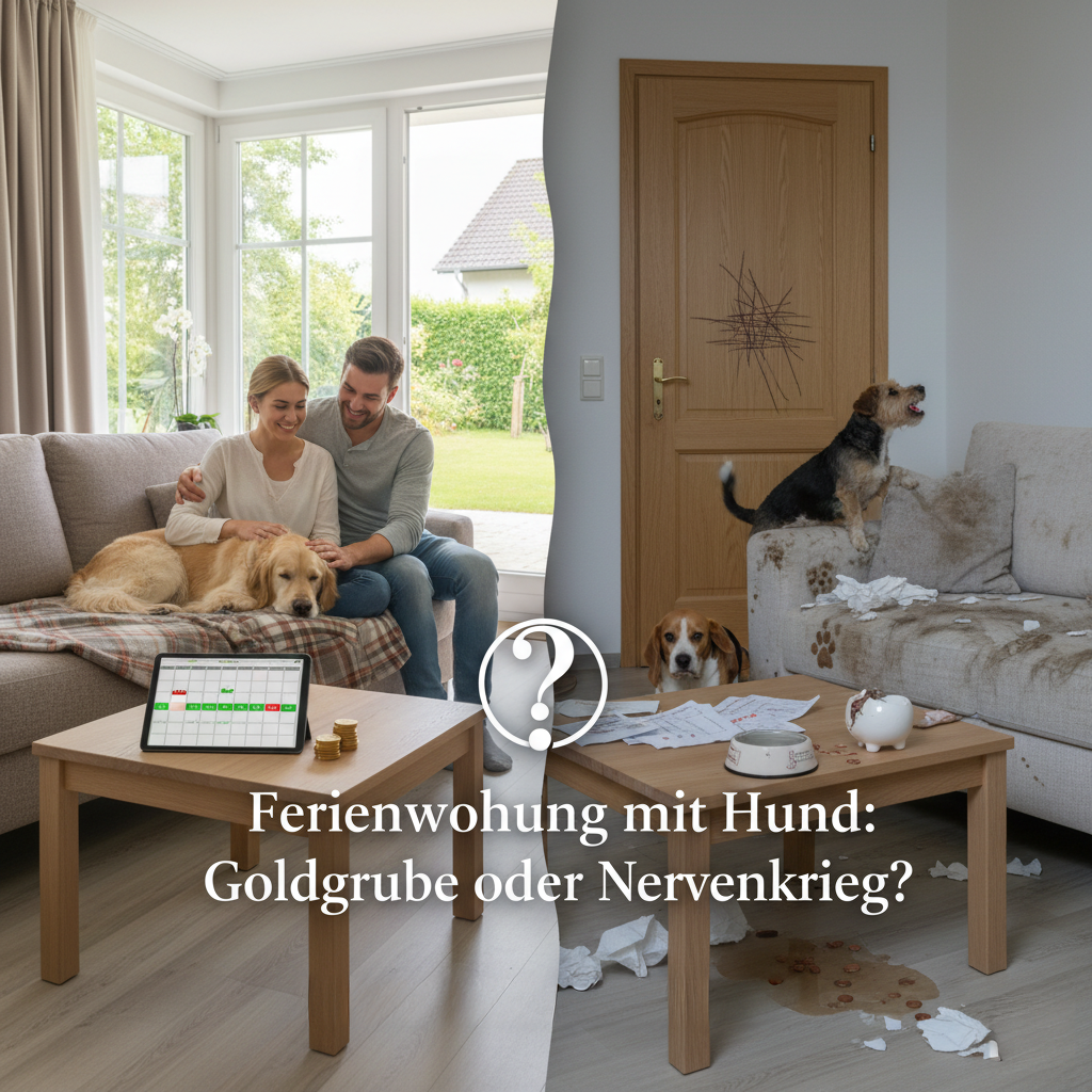 Ferienwohnung mit Hund: Vorher/Nachher. Vermietung mit Tieren, Goldgrube oder Risiko? Verwaltungstipps.