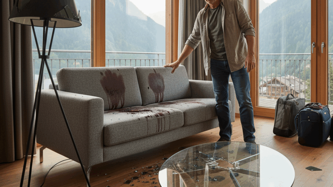 Mann in Ferienwohnung mit Schäden. Kaution bei Ferienwohnungen: Absicherung?