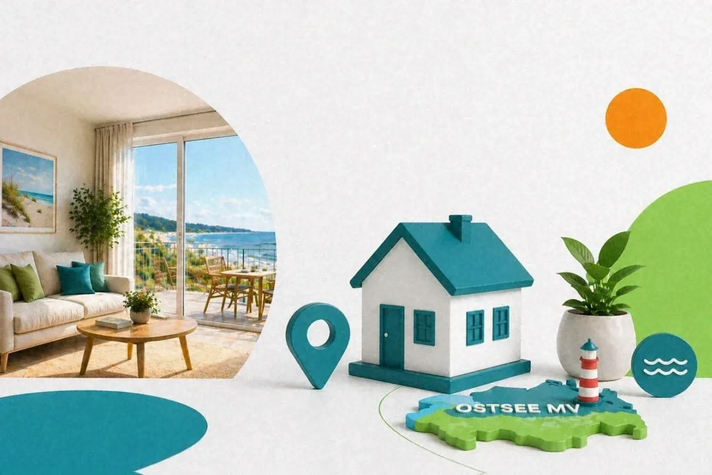 Modell eines Ferienhauses an der Ostsee, das Favorent für die Vermietung verwaltet.