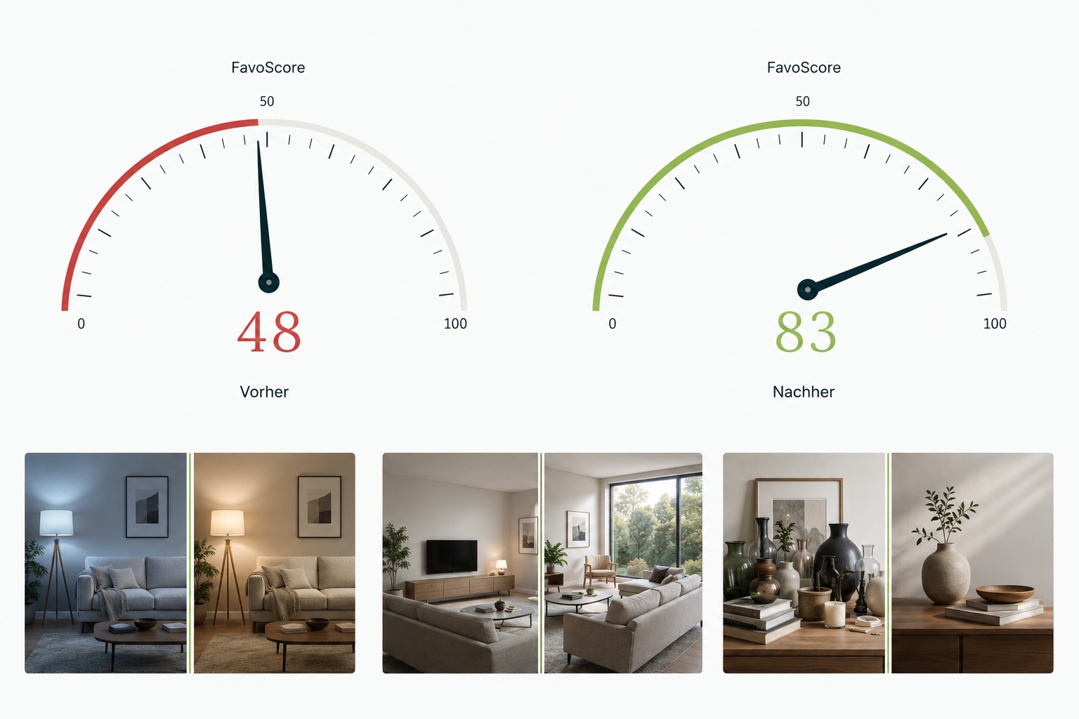 FavoScore Vorher/Nachher Tachometer