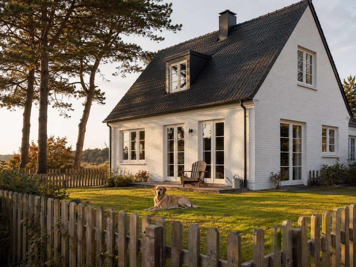 Idyllisches Ferienhaus mit eingezäuntem Garten und Hund