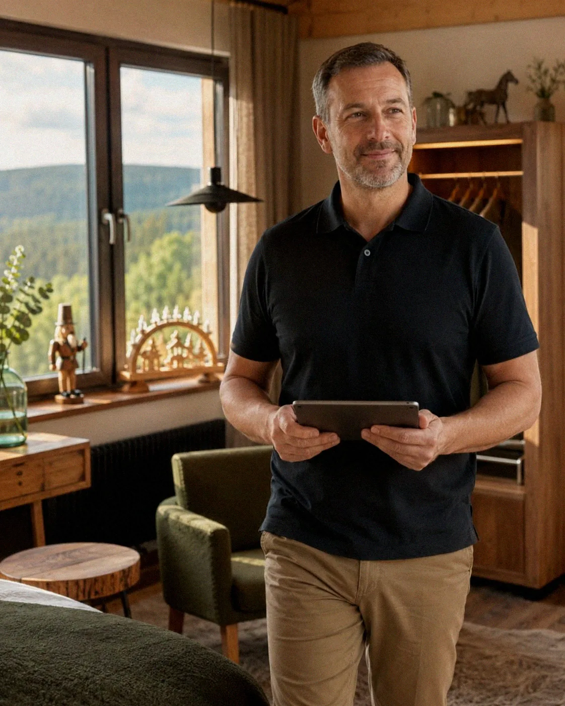 Vor-Ort-Team von Favorent an einem Ferienhaus im Erzgebirge
