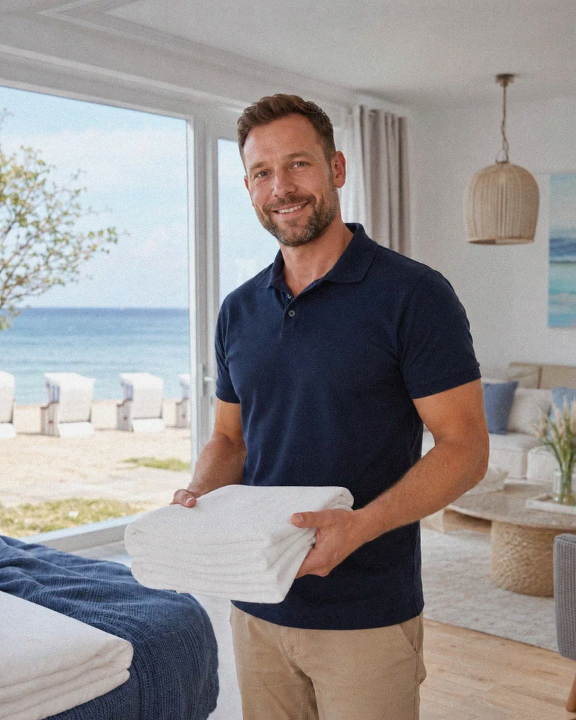 Vor-Ort-Team von Favorent an einem Ferienhaus in Kühlungsborn