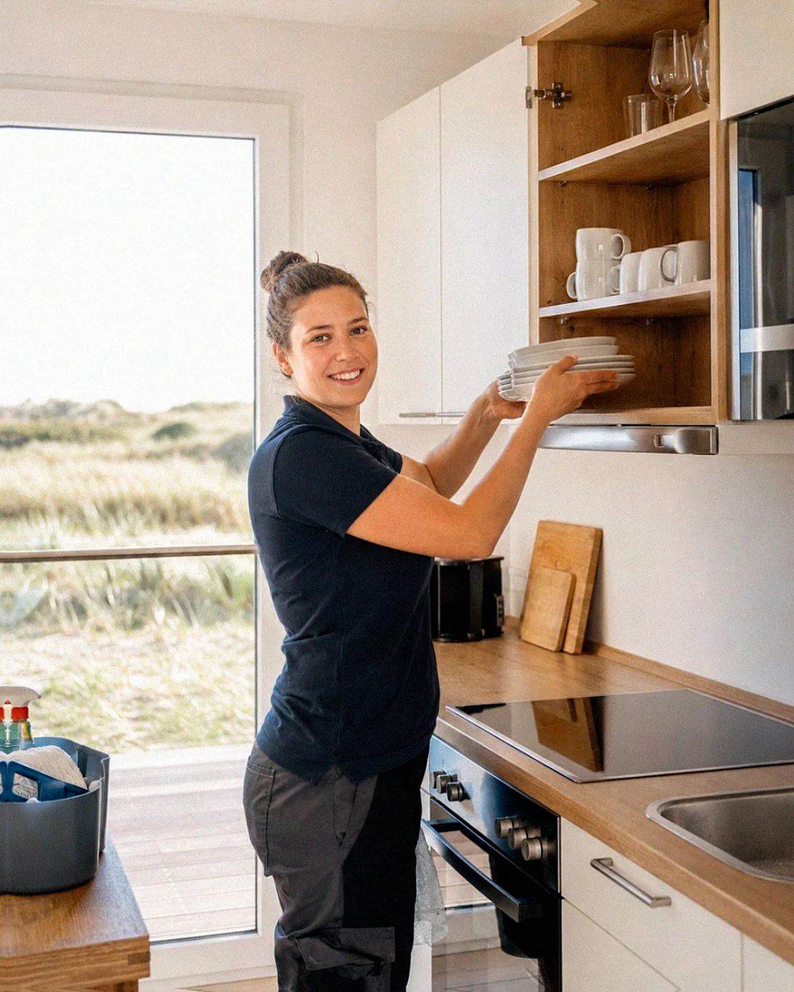 Vor-Ort-Team von Favorent an einem Ferienhaus auf Amrum