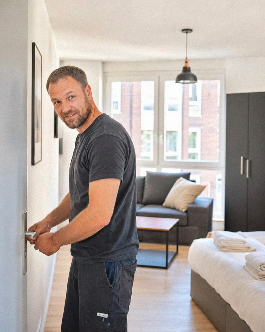 Favorent-Service: digitaler, mehrsprachiger Check-in an einer Essener Stadtwohnung