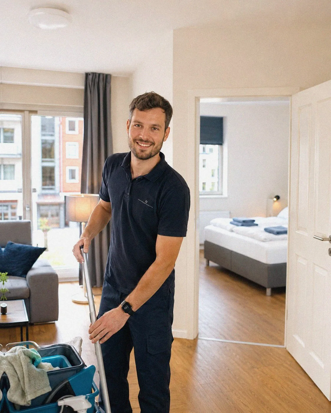 Vor-Ort-Team von Favorent an einer Ferienwohnung in Kiel