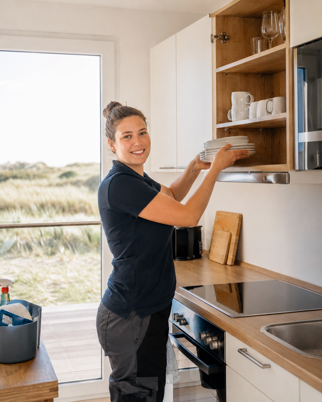 Vor-Ort-Team von Favorent an einem Ferienhaus auf Amrum