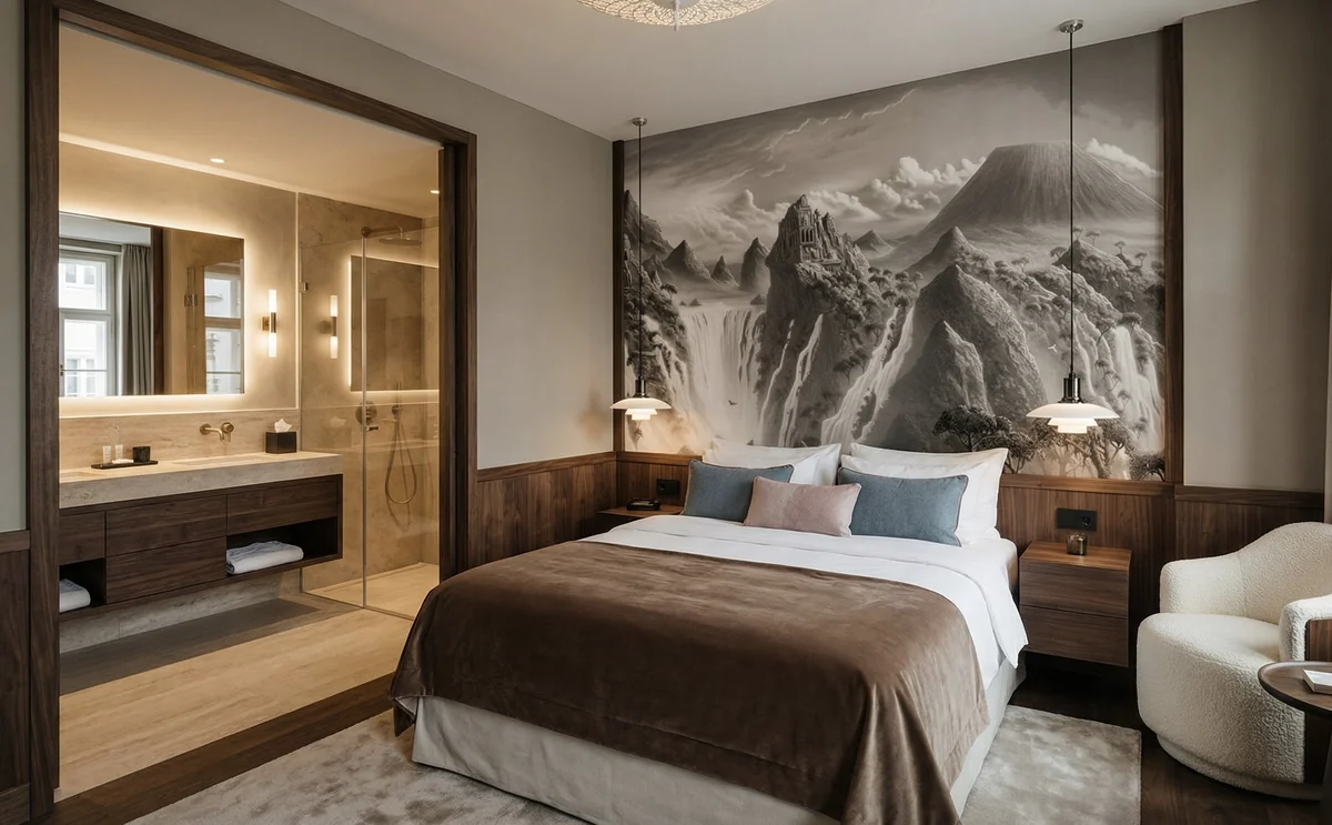 Konzeptstudie Casa Johanna in Salzburg mit Bergmotiv an der Wand